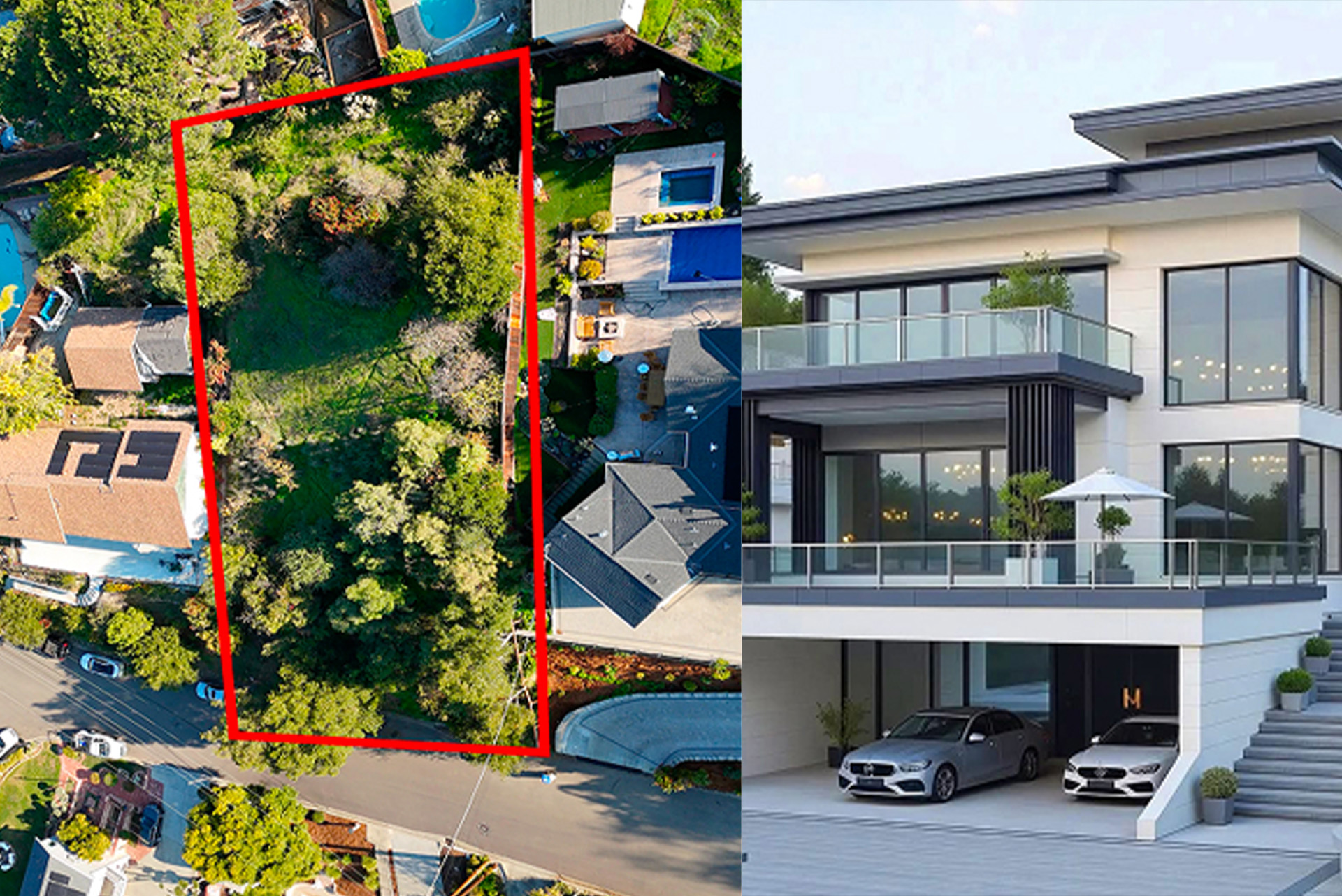 New Build Luxury Homes Ramstad - land and home rendering